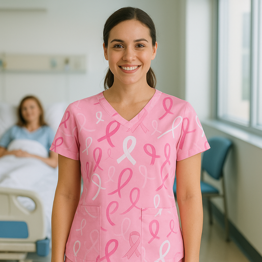 Scrub Top – Breast Cancer (Pink)