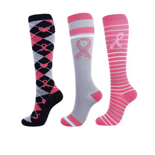 Long Compression Socks – Breast Cancer (3 Pack)