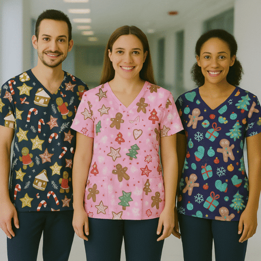 3 Scrub Tops – Gingerbread (3 Pack)