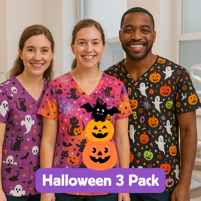 3 Scrub Tops - Halloween (3 Pack)