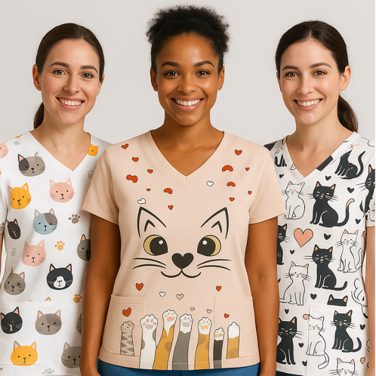 3 Scrub Tops – Purrfect Valentine (3 Pack)