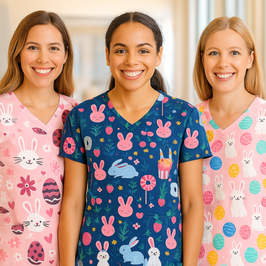 3 Scrub Tops – Eggs-cellent (3 Pack)