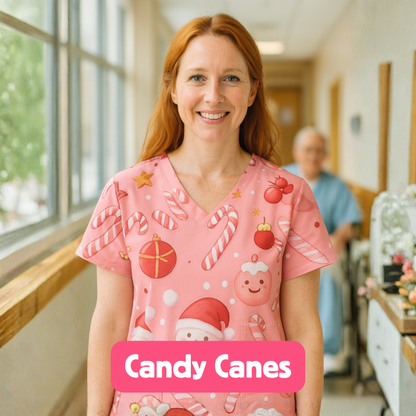 Christmas Scrub Top – Candy Canes