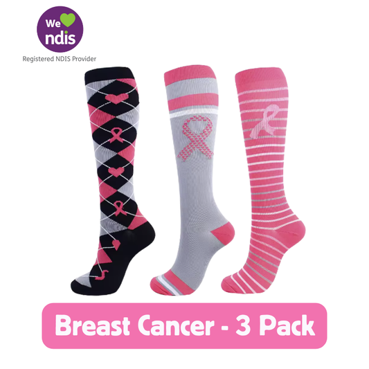 Long Compression Socks – Breast Cancer (3 Pack)