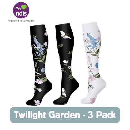 Long Compression Socks -Twilight Garden (3 Pack)