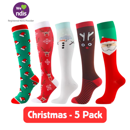 Christmas Long Compression Socks (5 Pack)