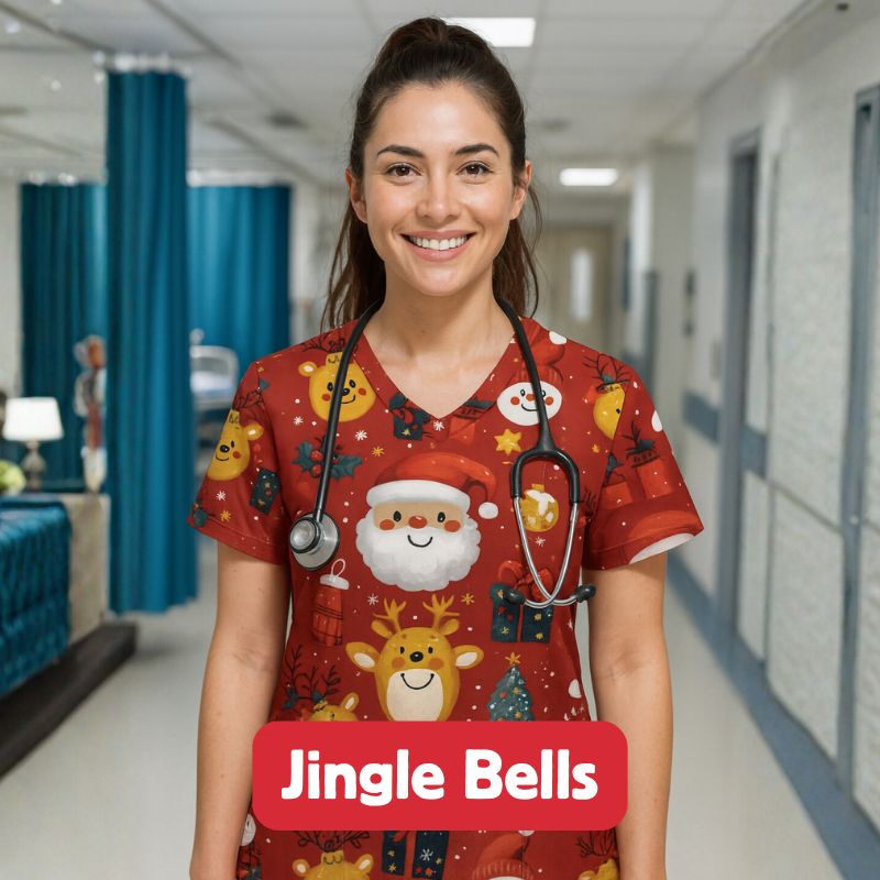 Christmas Scrub Top – Jingle Bells