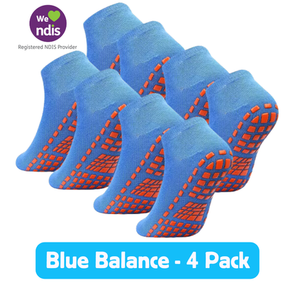 Blue Balance Anti-Slip Socks (4 Pack)