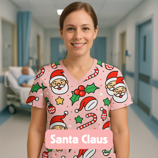 Christmas Scrub Top – Santa Claus