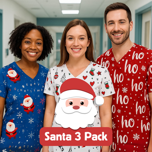 3 Scrub Tops – Santa (3 Pack)