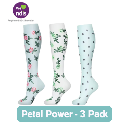 Long Compression Socks- Petal Power (3 Pack)