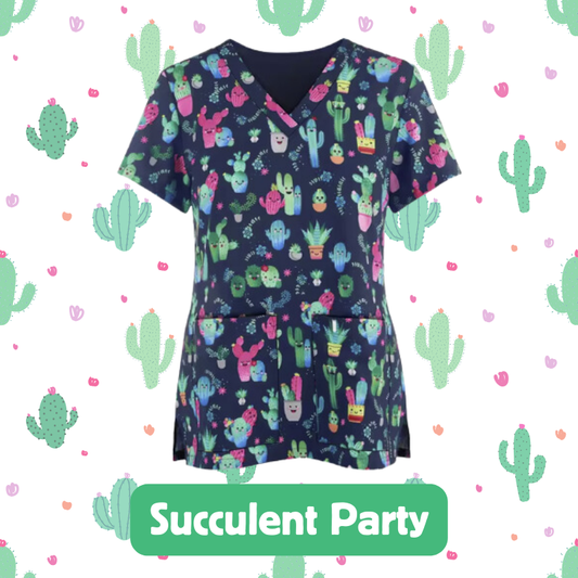 Scrub Top – Succulent Party