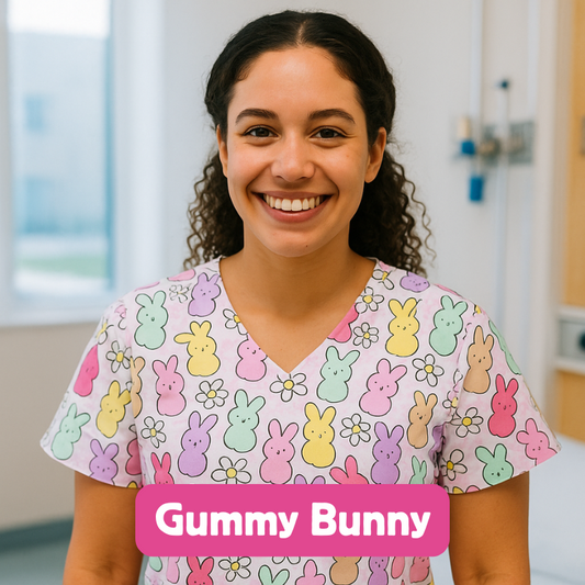 Scrub Top – Gummy Bunny