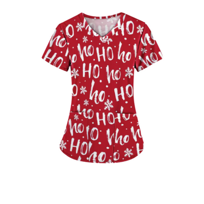 Christmas Scrub Top – Ho Ho Ho