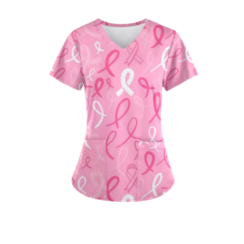 Scrub Top – Breast Cancer (Pink)