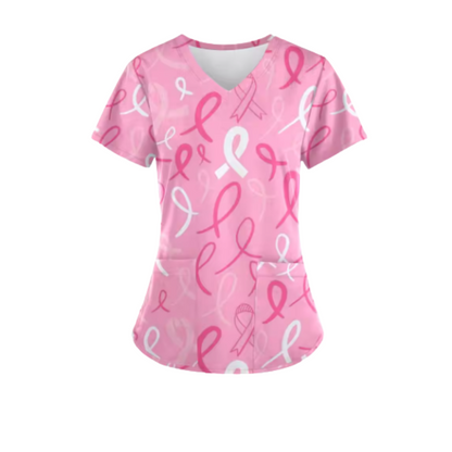 Scrub Top – Breast Cancer (Pink)