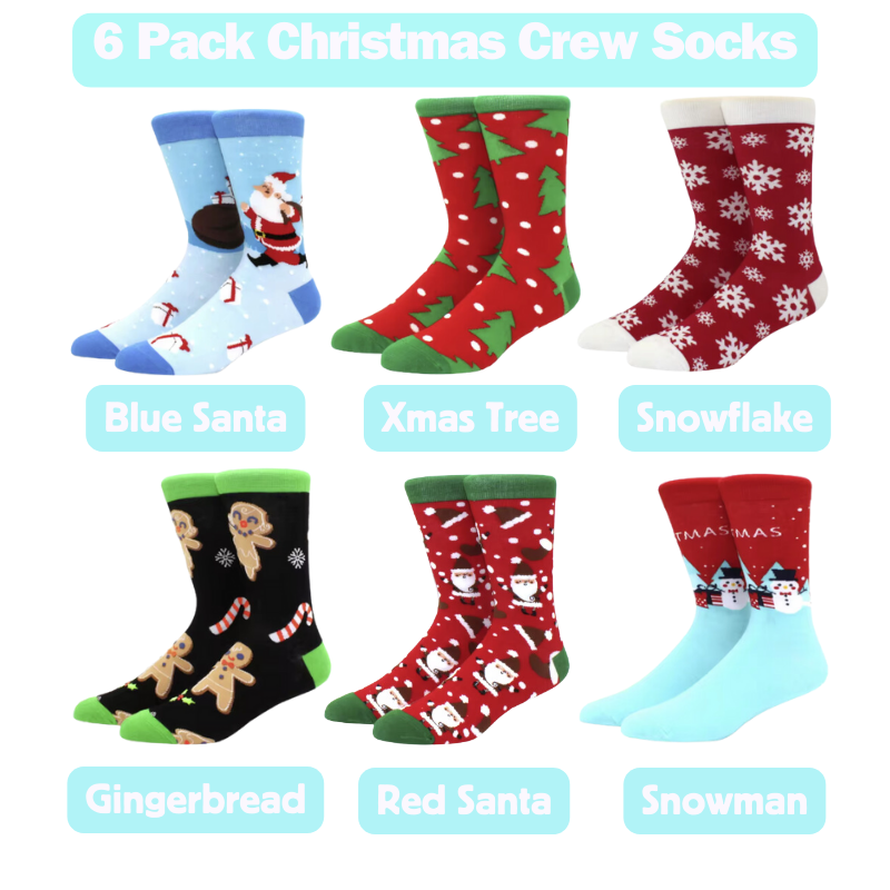 Christmas Crew Socks – 6 Pack