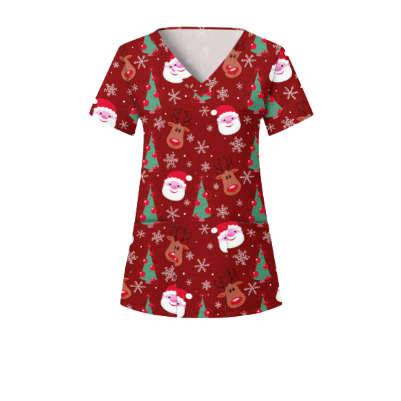 3 Scrub Tops - Reindeer (3 Pack)