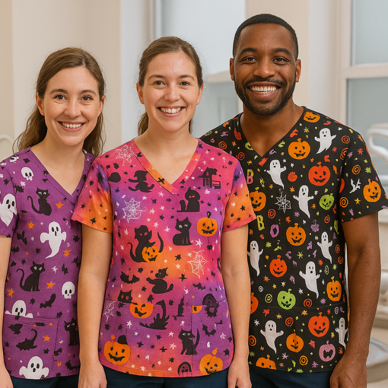 3 Scrub Tops - Halloween (3 Pack)