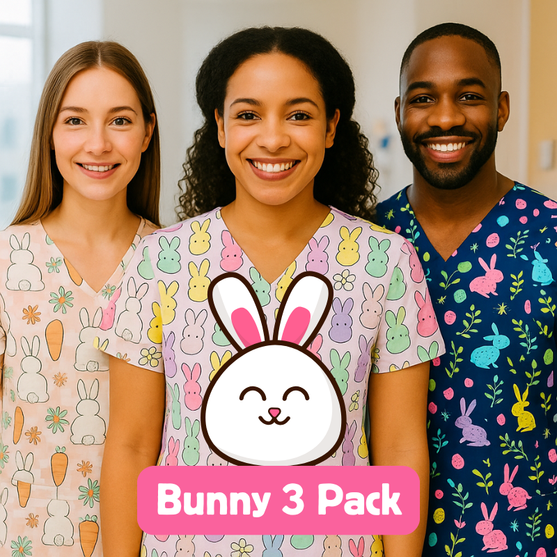 3 Scrub Tops - Bunny (3 Pack)