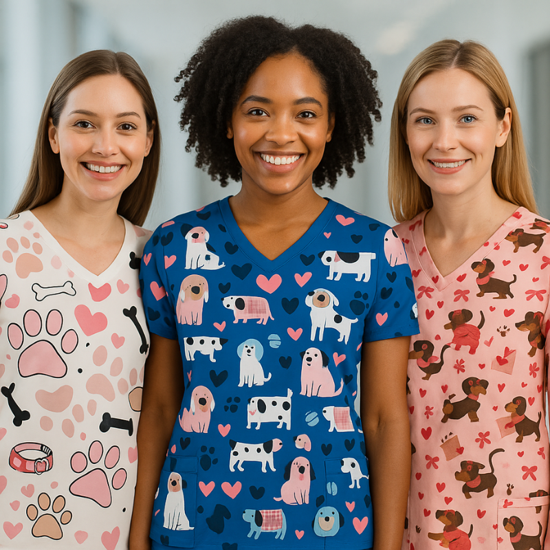 3 Scrub Tops – Pawfect Valentine (3 Pack)