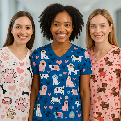 3 Scrub Tops – Pawfect Valentine (3 Pack)