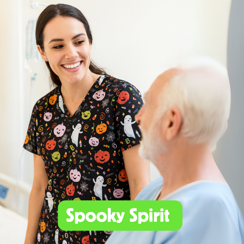 Halloween Scrub Top – Spooky Spirit