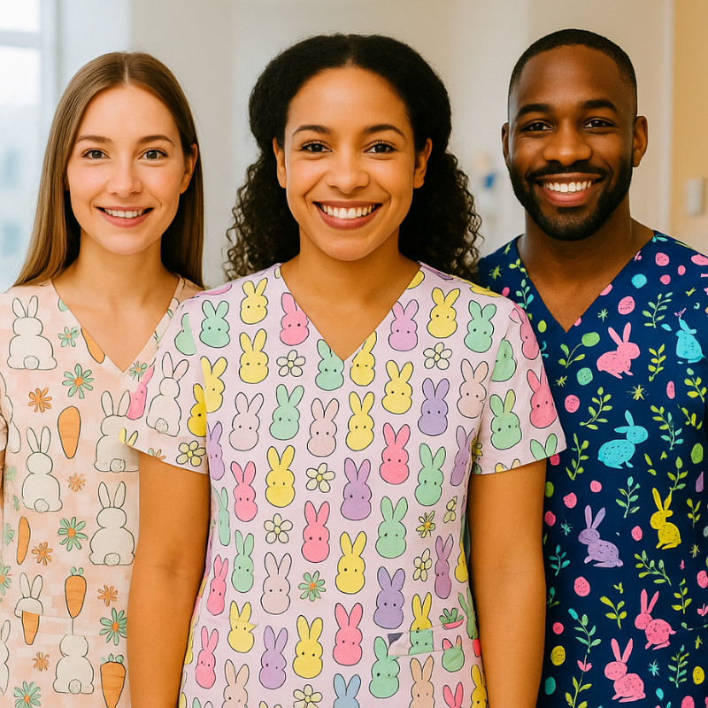 3 Scrub Tops – Bunny (3 Pack)