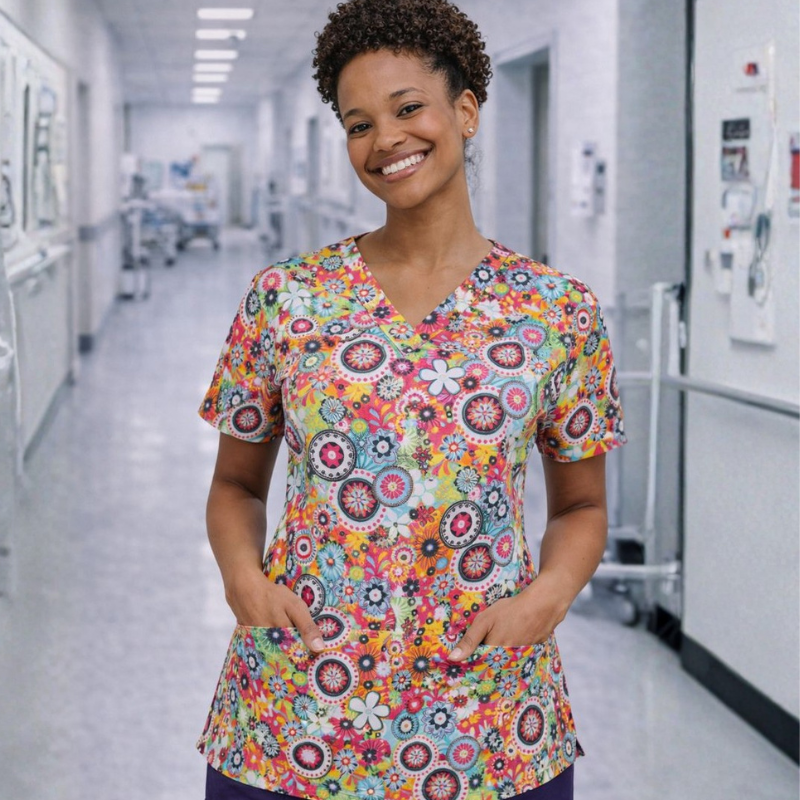 Scrub Top – Flower Power