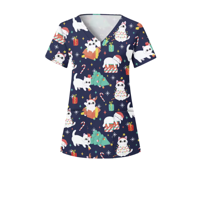 3 Scrub Tops - Christmas Pets (3 Pack)