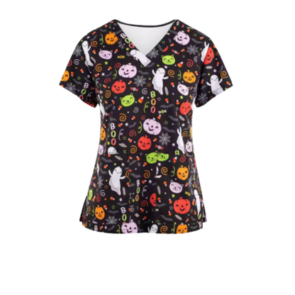 Halloween Scrub Top – Spooky Spirit
