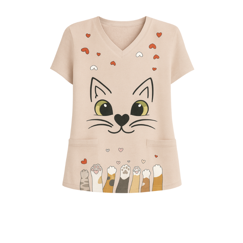 3 Scrub Tops – Purrfect Valentine (3 Pack)