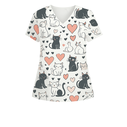 3 Scrub Tops – Purrfect Valentine (3 Pack)
