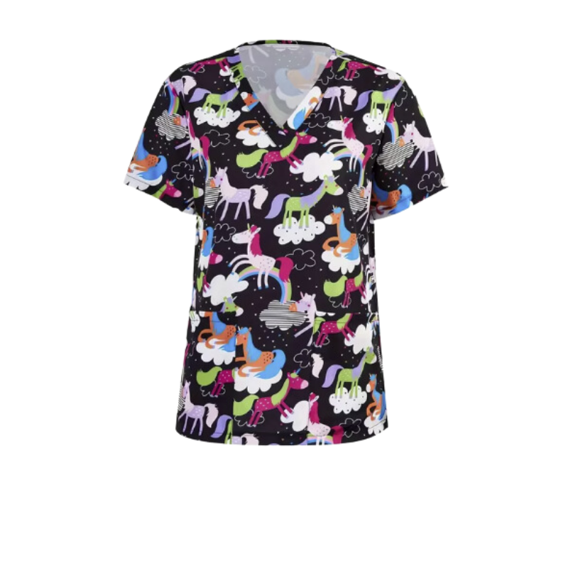 Scrub Top – Black Unicorn