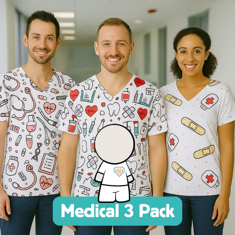 3 Scrub Tops - Medical (3 Pack)
