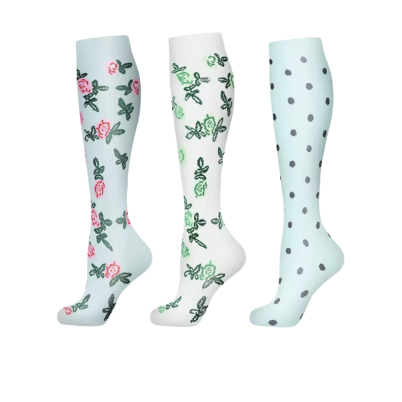 Long Compression Socks- Petal Power (3 Pack)