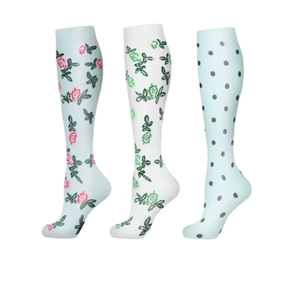 Long Compression Socks- Petal Power (3 Pack)